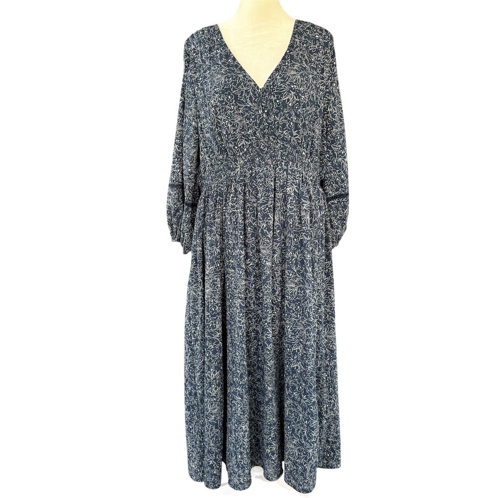Hatch Blue Floral Maxi Dress‎ 14-16 XL Maternity Size 4 Cottagecore Coquette